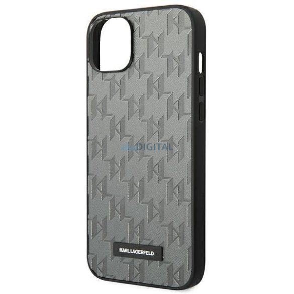 Karl Lagerfeld KLHCP14MSAKLHPG iPhone 14 Plus 6,7" keménytok szürke szafiano mono fém logóval