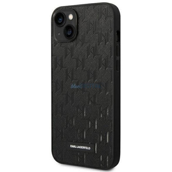 Karl Lagerfeld KLHCP14MSAKLHPK iPhone 14 Plus 6,7" keménytok fekete Saffiano Mono fém logó, fekete/szafián