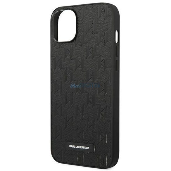 Karl Lagerfeld KLHCP14MSAKLHPK iPhone 14 Plus 6,7" keménytok fekete Saffiano Mono fém logó, fekete/szafián
