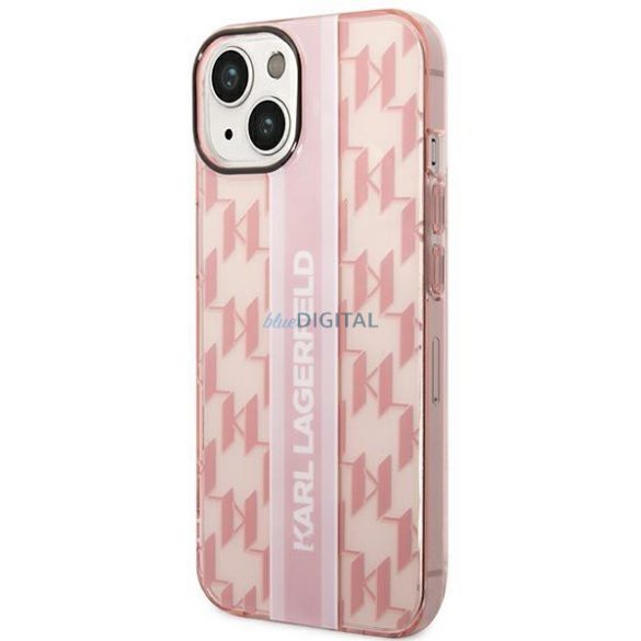 Karl Lagerfeld KLHCP14MHKLSPCP iPhone 14 Plus 6,7" keménytok rózsaszín mono függőleges csíkos egyszínű tok