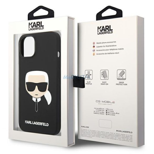 Karl Lagerfeld KLHCP14SSLKHHBK iPhone 14 6.1 "keménytok fekete szilikon Karl's Head