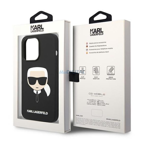 Karl Lagerfeld KLHCP14XSLKHBK iPhone 14 Pro Max 6,7" keménytok fekete Szilikon Karl's Head szilikon