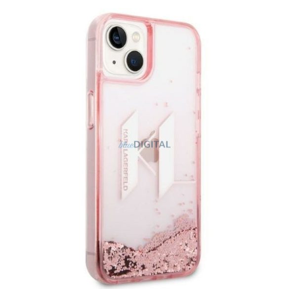 Karl Lagerfeld KLHCP14SLBKLCP iPhone 14 6,1" rózsaszín keménytok folyékony csillogó Big KL