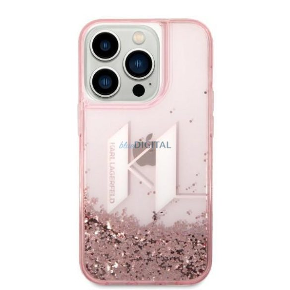 Karl Lagerfeld KLHCP14LLBKLCP iPhone 14 Pro 6,1" rózsaszín keménytok Liquid Glitter Nagy KL