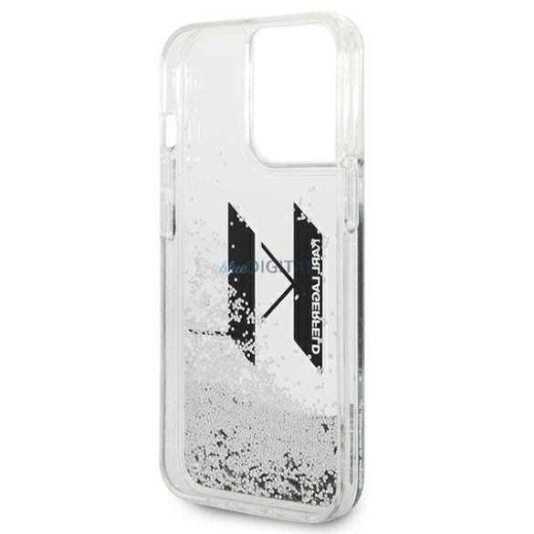 Karl Lagerfeld KLHCP14LLBKLCS iPhone 14 Pro 6.1 "ezüst keménytok folyékony csillogó Big KL