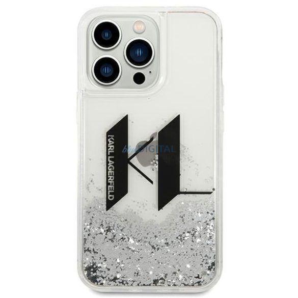 Karl Lagerfeld KLHCP14LLBKLCS iPhone 14 Pro 6.1 "ezüst keménytok folyékony csillogó Big KL