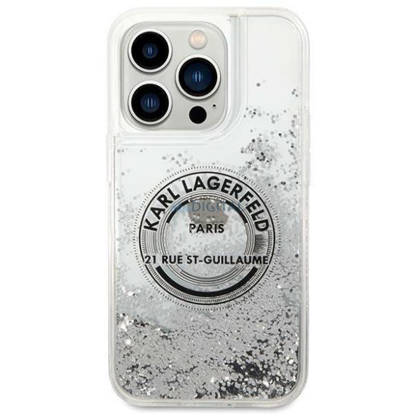 Karl Lagerfeld KLHCP14LLCRSGRS iPhone 14 Pro 6.1 "ezüst keménytok folyékony csillogó RSG