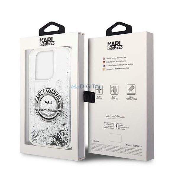 Karl Lagerfeld KLHCP14LLCRSGRS iPhone 14 Pro 6.1 "ezüst keménytok folyékony csillogó RSG