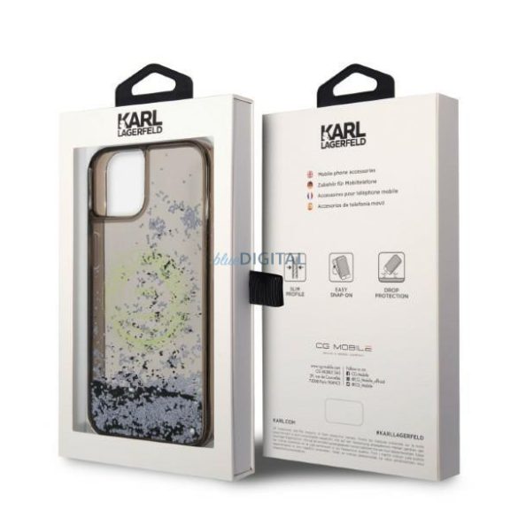 Karl Lagerfeld KLHCP14SLCRSGRK iPhone 14 6,1" fekete keménytok Folyékony csillogó RSG