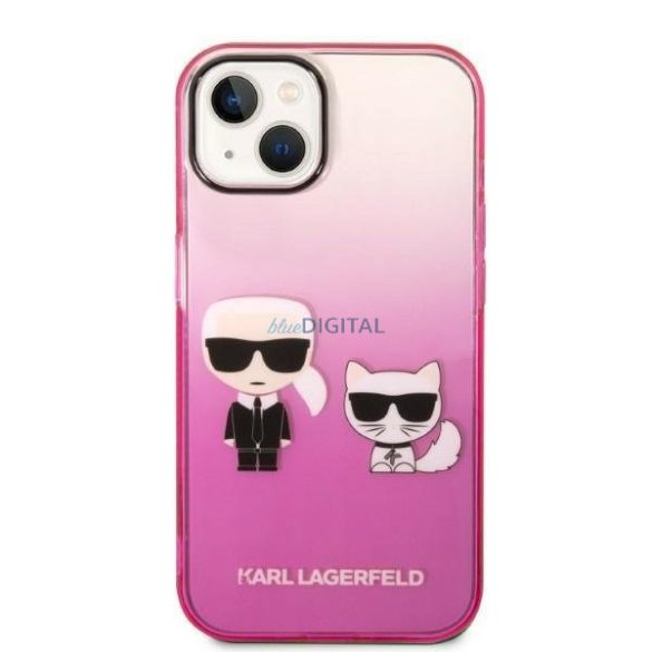 Karl Lagerfeld KLHCP14MTGKCP iPhone 14 Plus 6,7" kemény tok rózsaszín Gradient Ikonik Karl & Choupette Ikonik Karl & Choupette