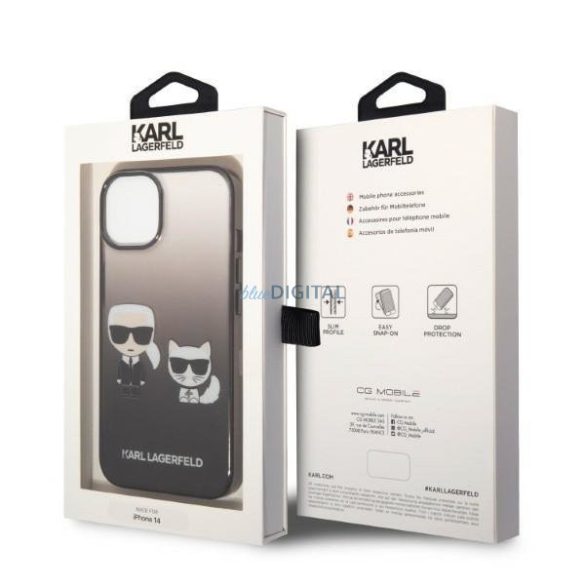 Karl Lagerfeld KLHCP14STGKCK iPhone 14 6,1 "keménytok fekete Gradient Ikonik Karl & Choupette Ikonik Karl & Choupette