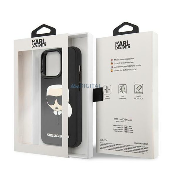 Karl Lagerfeld KLHCP14LKH3DBK iPhone 14 Pro 6.1 "fekete keménytok 3D gumiból Karl feje