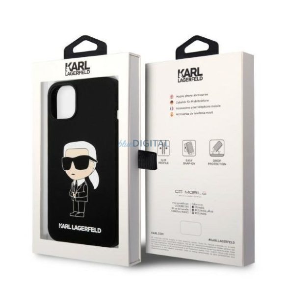 Karl Lagerfeld KLHCP14SSNIKBCK iPhone 14 6,1" keménytok fekete szilikon ikonikus
