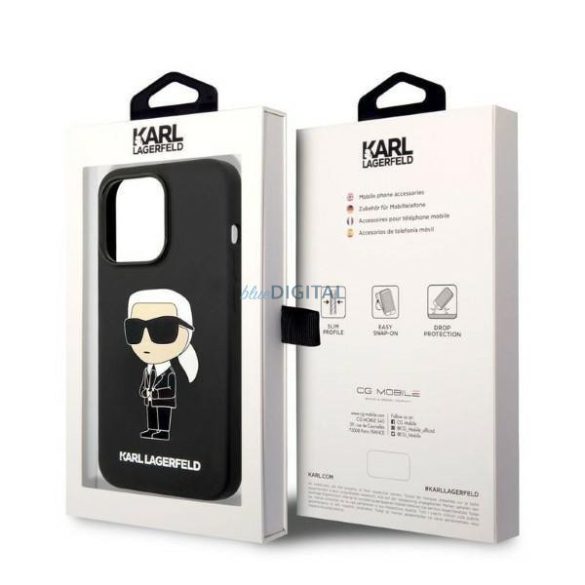 Karl Lagerfeld KLHCP14LSNIKBCK iPhone 14 Pro 6,1" keménytok fekete szilikon ikonikus