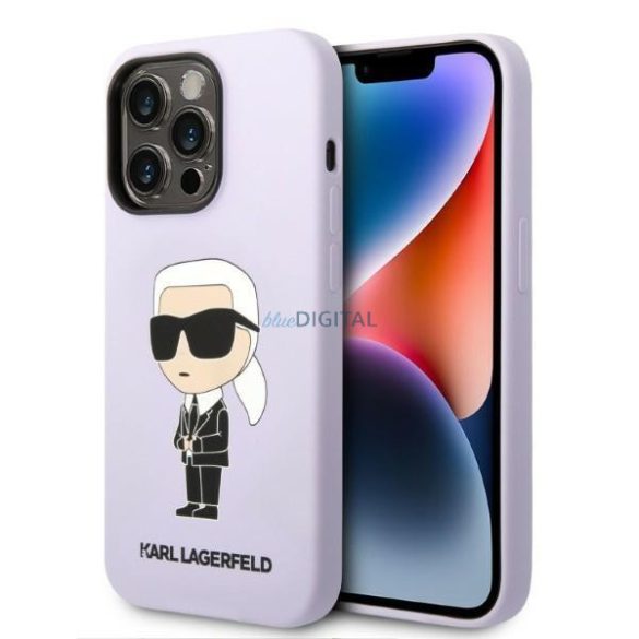 Karl Lagerfeld KLHCP14LSNIKBCU iPhone 14 Pro 6.1" keménytok lila szilikon Ikonik lila