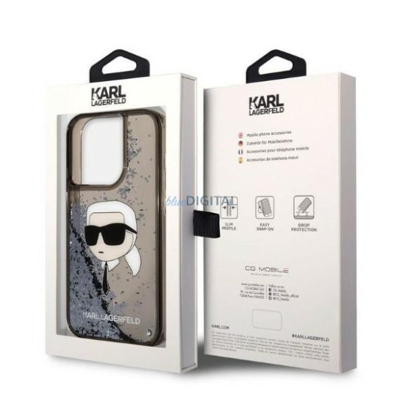 Karl Lagerfeld KLHCP14LLNKHCK iPhone 14 Pro 6,1" fekete keménytok csillogó Karl Head