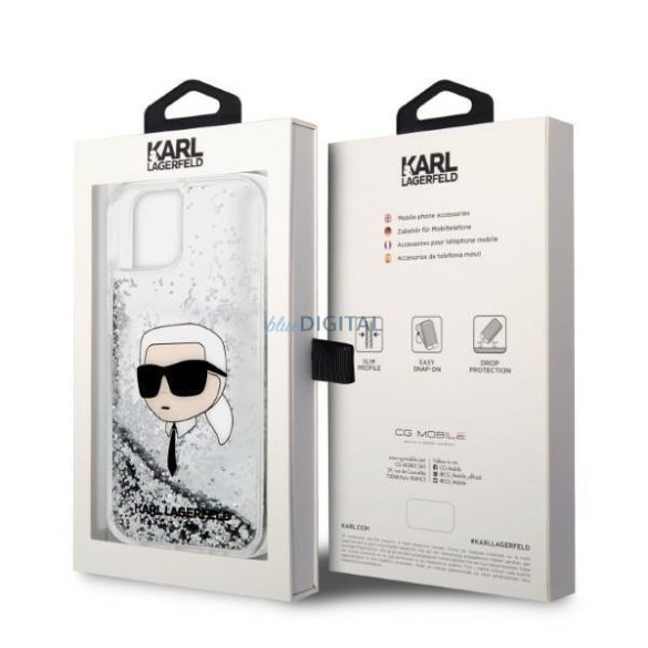 Karl Lagerfeld KLHCP14SLNKHCH iPhone 14 6.1" ezüst/ezüst keménytok csillogó Karl Head