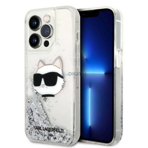 Karl Lagerfeld KLHCP14LLNHCCS iPhone 14 Pro 6,1" ezüst/ezüst keménytok Glitter Choupette Head