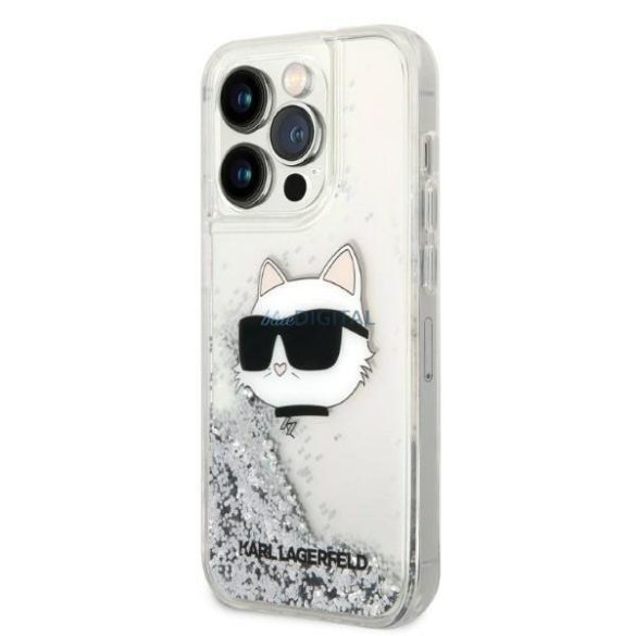 Karl Lagerfeld KLHCP14LLNHCCS iPhone 14 Pro 6,1" ezüst/ezüst keménytok Glitter Choupette Head