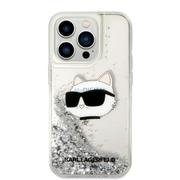 Karl Lagerfeld KLHCP14LLNHCCS iPhone 14 Pro 6,1" ezüst/ezüst keménytok Glitter Choupette Head