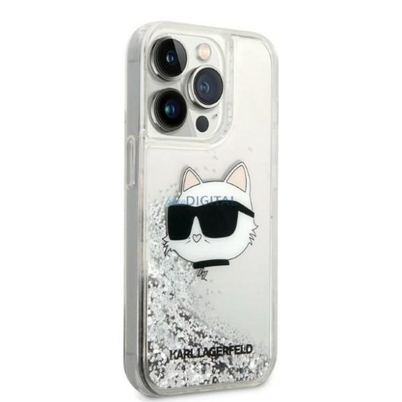 Karl Lagerfeld KLHCP14LLNHCCS iPhone 14 Pro 6,1" ezüst/ezüst keménytok Glitter Choupette Head