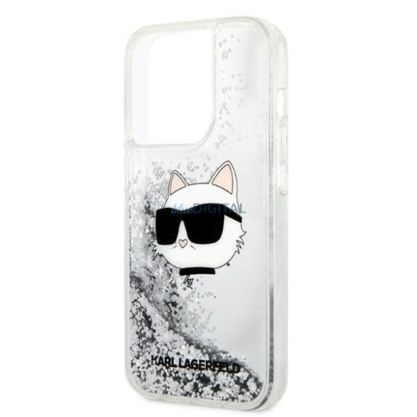 Karl Lagerfeld KLHCP14LLNHCCS iPhone 14 Pro 6,1" ezüst/ezüst keménytok Glitter Choupette Head