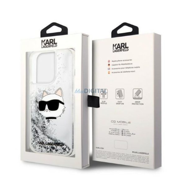 Karl Lagerfeld KLHCP14LLNHCCS iPhone 14 Pro 6,1" ezüst/ezüst keménytok Glitter Choupette Head