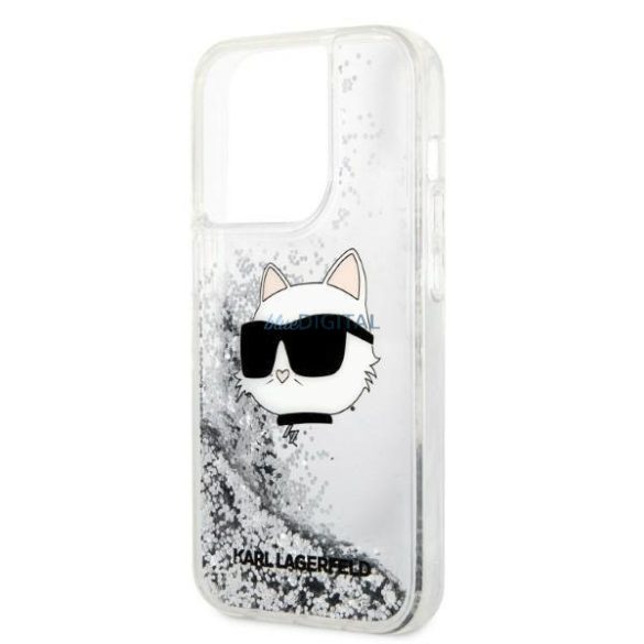 Karl Lagerfeld KLHCP14XLNHCS iPhone 14 Pro Max 6.7" ezüst/ezüst keménytok Glitter Choupette Head
