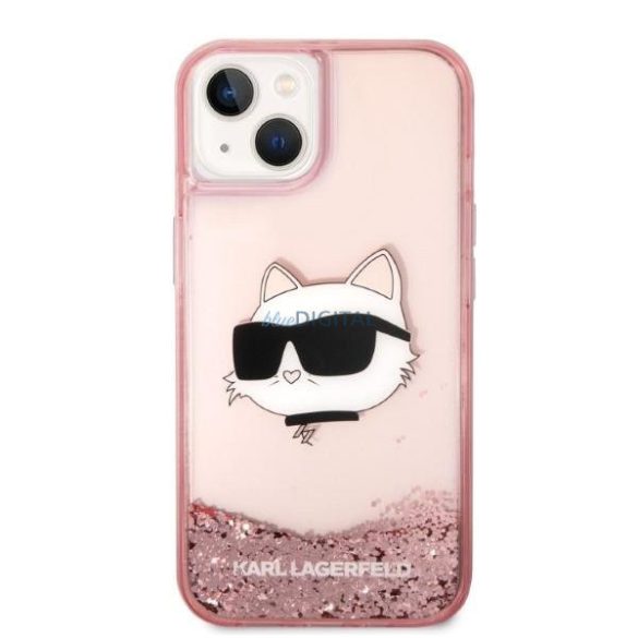 Karl Lagerfeld KLHCP14MLNCHCP iPhone 14 Plus 6,7" rózsaszín keménytok csillogó Choupette fej