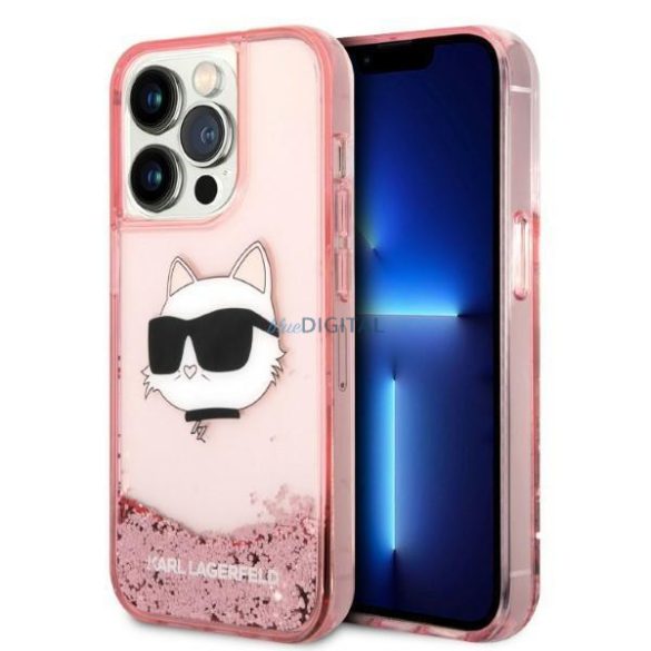 Karl Lagerfeld KLHCP14LLNCHCP iPhone 14 Pro 6.1" rózsaszín/rózsaszín keménytok Glitter Choupette fej