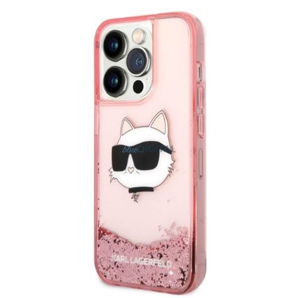 Karl Lagerfeld KLHCP14LLNCHCP iPhone 14 Pro 6.1" rózsaszín/rózsaszín keménytok Glitter Choupette fej