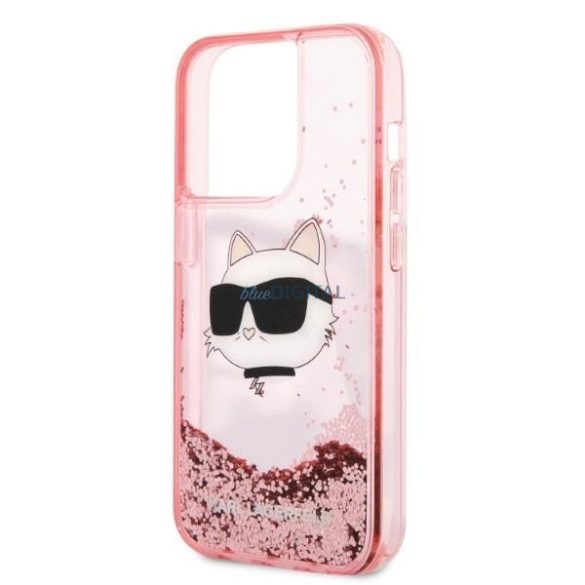 Karl Lagerfeld KLHCP14LLNCHCP iPhone 14 Pro 6.1" rózsaszín/rózsaszín keménytok Glitter Choupette fej