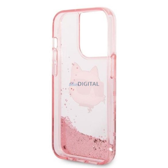 Karl Lagerfeld KLHCP14LLNCHCP iPhone 14 Pro 6.1" rózsaszín/rózsaszín keménytok Glitter Choupette fej