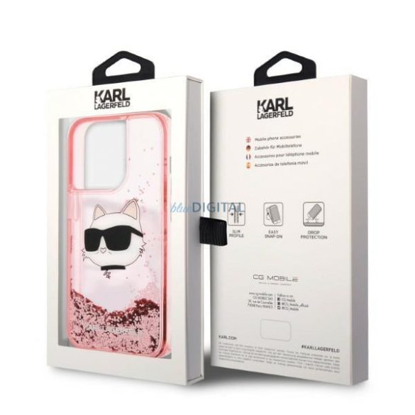 Karl Lagerfeld KLHCP14LLNCHCP iPhone 14 Pro 6.1" rózsaszín/rózsaszín keménytok Glitter Choupette fej