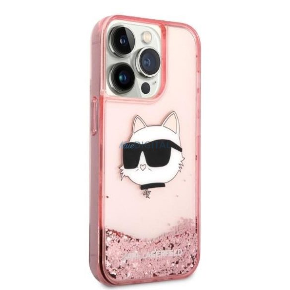 Karl Lagerfeld KLHCP14XLNCHCP iPhone 14 Pro Max 6.7" rózsaszín/rózsaszín keménytok Glitter Choupette fej