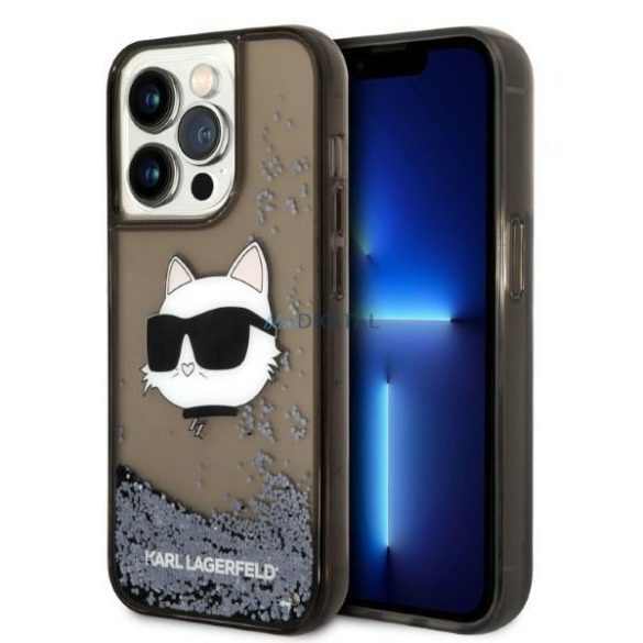 Karl Lagerfeld KLHCP14LLNCHCK iPhone 14 Pro 6.1" fekete/fekete keménytok Glitter Choupette Head