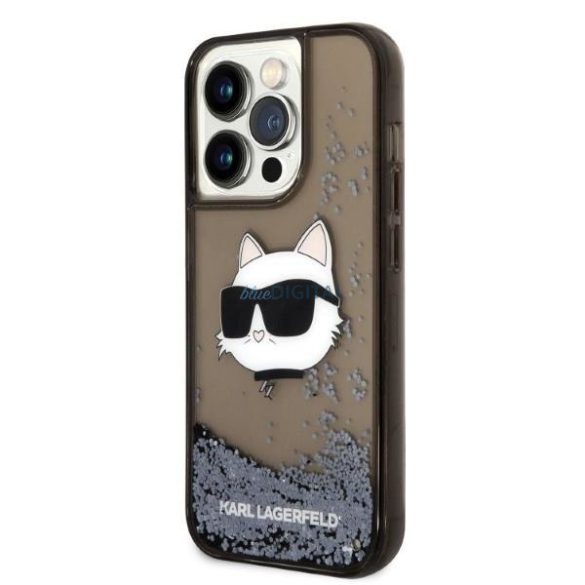 Karl Lagerfeld KLHCP14LLNCHCK iPhone 14 Pro 6.1" fekete/fekete keménytok Glitter Choupette Head