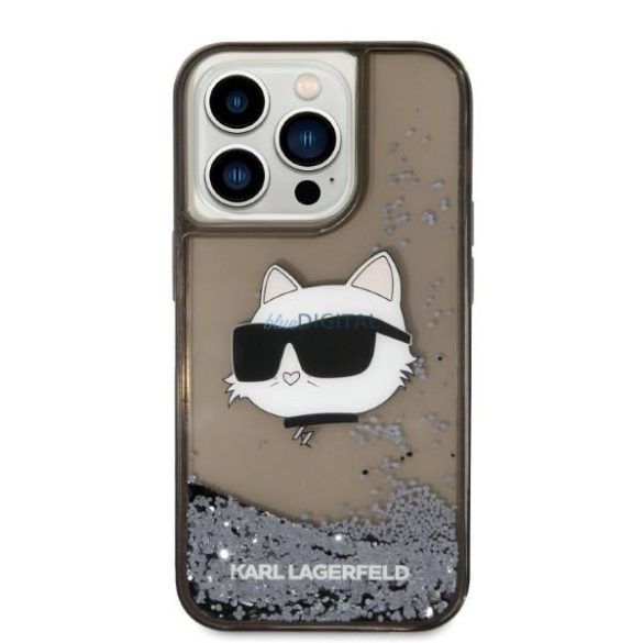 Karl Lagerfeld KLHCP14LLNCHCK iPhone 14 Pro 6.1" fekete/fekete keménytok Glitter Choupette Head