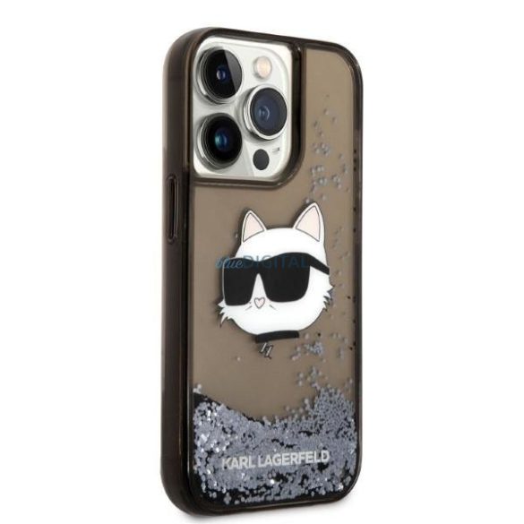 Karl Lagerfeld KLHCP14LLNCHCK iPhone 14 Pro 6.1" fekete/fekete keménytok Glitter Choupette Head