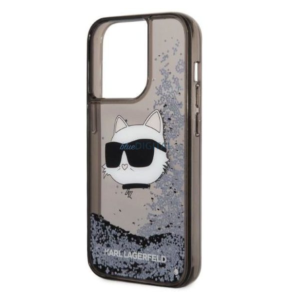 Karl Lagerfeld KLHCP14LLNCHCK iPhone 14 Pro 6.1" fekete/fekete keménytok Glitter Choupette Head