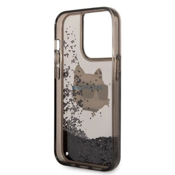 Karl Lagerfeld KLHCP14LLNCHCK iPhone 14 Pro 6.1" fekete/fekete keménytok Glitter Choupette Head