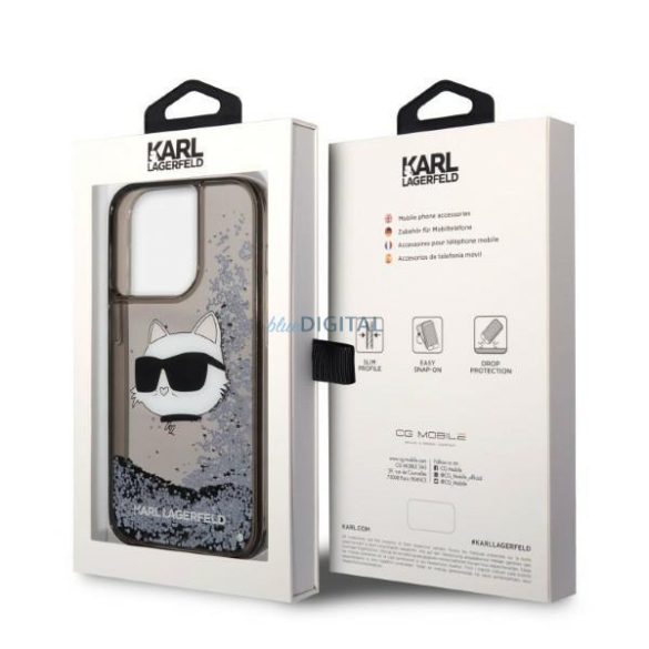 Karl Lagerfeld KLHCP14LLNCHCK iPhone 14 Pro 6.1" fekete/fekete keménytok Glitter Choupette Head