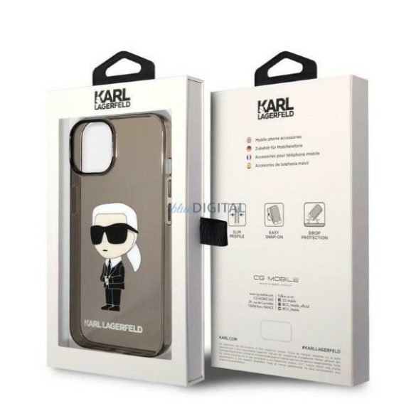 Karl Lagerfeld KLHCP14SHNIKTCK iPhone 14 6.1" fekete/fekete keménytok Ikonik Karl Lagerfeld Karl Lagerfeld