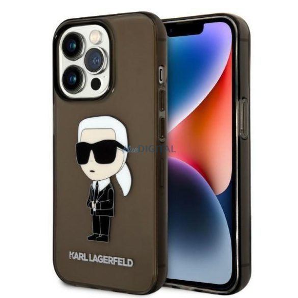 Karl Lagerfeld KLHCP14LHNIKTCK iPhone 14 Pro 6.1" fekete keménytok ikonikus Karl Lagerfeld