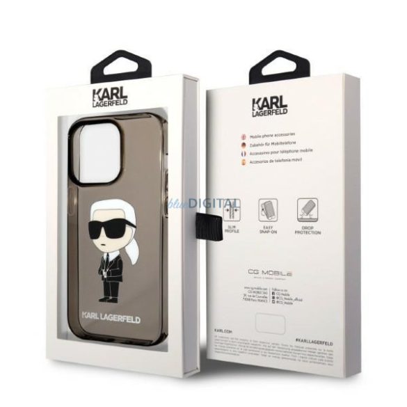 Karl Lagerfeld KLHCP14XHNIKTCK iPhone 14 Pro Max 6,7" fekete keménytok ikonikus Karl Lagerfeld