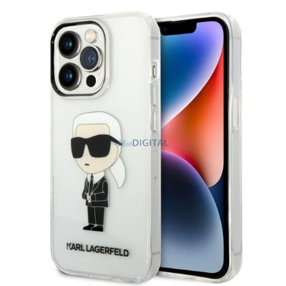 Karl Lagerfeld KLHCP14LHNIKTCT iPhone 14 Pro 6,1" átlátszó keménytok ikonikus Karl Lagerfeld