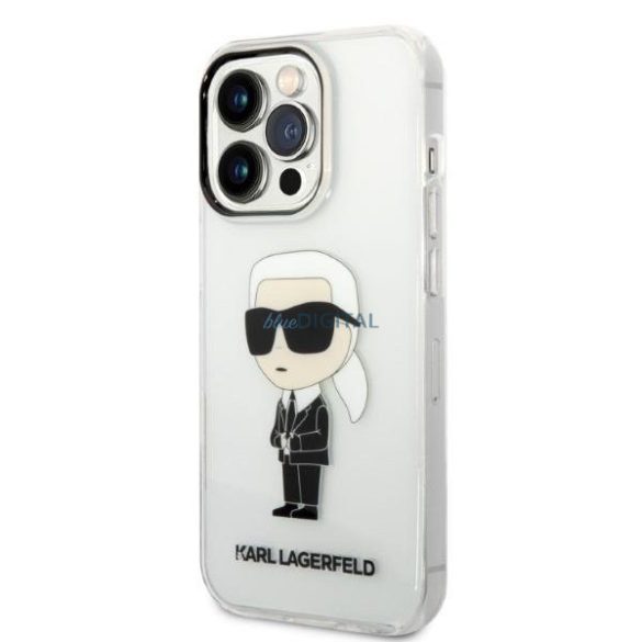 Karl Lagerfeld KLHCP14LHNIKTCT iPhone 14 Pro 6,1" átlátszó keménytok ikonikus Karl Lagerfeld