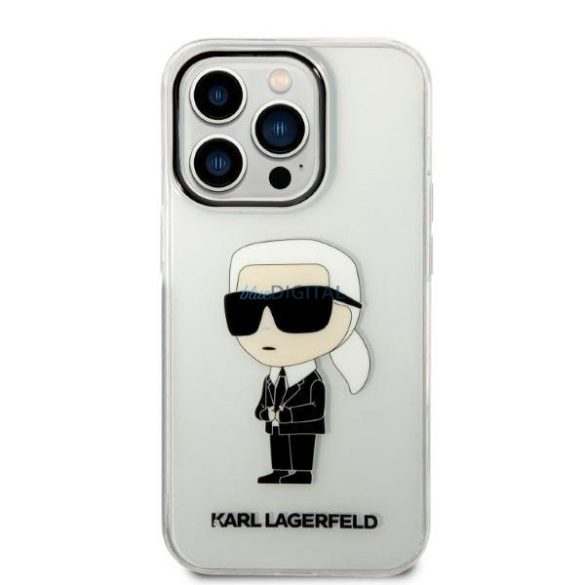 Karl Lagerfeld KLHCP14LHNIKTCT iPhone 14 Pro 6,1" átlátszó keménytok ikonikus Karl Lagerfeld