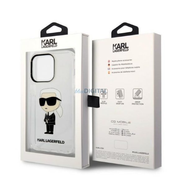 Karl Lagerfeld KLHCP14LHNIKTCT iPhone 14 Pro 6,1" átlátszó keménytok ikonikus Karl Lagerfeld