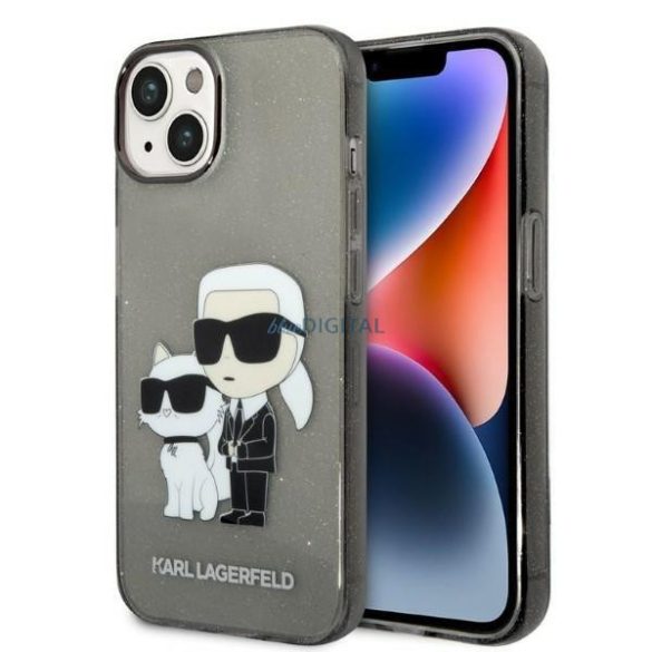 Karl Lagerfeld KLHCP14MHNKCTGK iPhone 14 Plus 6,7" fekete keménytok csillogó Karl&Choupette